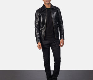 Vestes en cuir pour hommes les plus vendues en 2025, veste bomber en simili cuir pour hommes, col à revers, fermeture éclair asymétrique, coupe ajustée, veste de motard - Product Image 5