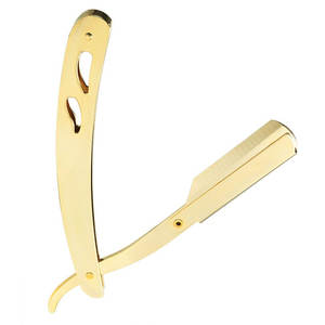 Cuchillas de afeitar rectas reemplazables con mango de metal, maquinilla de afeitar de garganta, corte de pelo liso de peluquero personalizado - Product Image 2