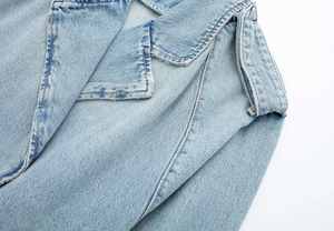 Automne femmes recadrée veste en jean nouveau Style col montant noir ou bleu Jean veste de moto pour Streetwear et tenues décontractées - Product Image 6
