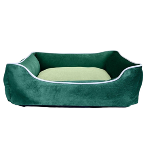 Luxury emerald green velvet dog bed plush padded <b>pet</b> sofa bed with supportive sides elegant comfort sleeping bed - Product Image 1