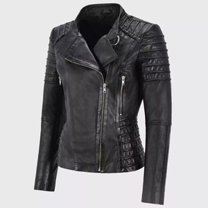 Women's <b>Winter</b> <b>Leather</b> <b>Jacket</b> with Stand Collar-Eco-Friendly 100% Polyester Shell Customized Logo - Product Image 1