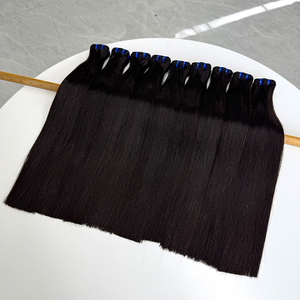 Full Ends Bone Straight Human Hair Bundles Natural <b>Black</b> Soft Smooth 100g Double Weft Long Hair For Custom <b>Wig</b> Making - Product Image 5