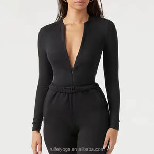 Nouveau T-shirt de compression d'hiver de qualité supérieure, coupe classique, haut d'entraînement vierge, col rond zippé, manches longues, pour impression - Product Image 6