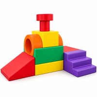Aire de jeux modulaire personnalisée en pastel, blocs d'escalade en mousse, toboggan et équipement pour aire de jeux intérieure pour enfants, idéal pour la jungle gym et les tout-petits