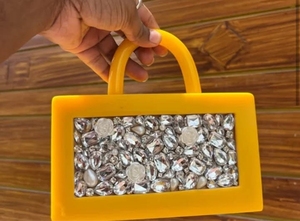 Faizacraft Sac à main et pochette en résine bohème pour femme incrustés de pierres et de chaînes Fermeture à glissière étanche - Product Image 2