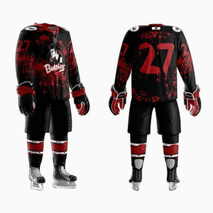 Maillots de hockey par équipe d'uniforme de hockey sur glace professionnel personnalisés OEM en sublimation et patch cousu en sergé pour maillot de hockey sur glace par équipe - Product Image 4