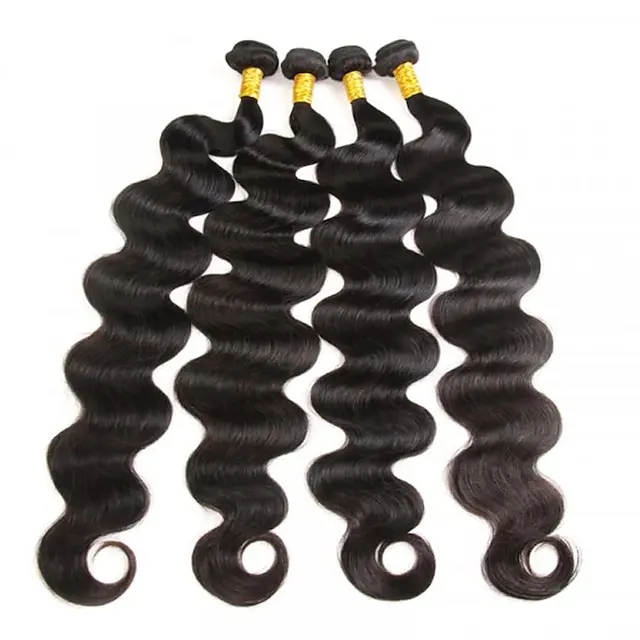 Harga pabrik grosir bundel rambut Brasil ditarik ganda gelombang dalam hitam alami asli 22 24 26 inci ekstensi rambut manusia