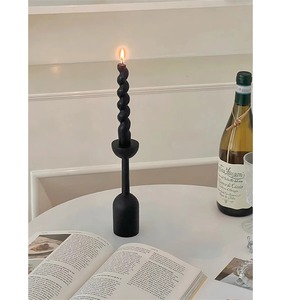 Porte-bougie en bois noir simple, design minimaliste pour la décoration de la maison, salon, chambre à coucher, table d'appoint, provenance d'Inde - Product Image 2