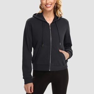 100% poliéster mujer manga larga pulóver ajuste Delgado Casual Sudadera con capucha vestido liso sudaderas con capucha mujer sudaderas con capucha - Product Image 3