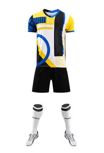 Uniforme de football de couleur jaune et noire, uniforme de football Simple, uni, personnalisé avec votre propre Logo - Product Image 2