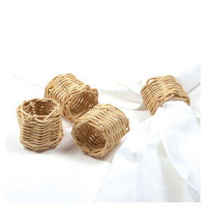 Rond de serviette en rotin naturel tissé à la main décor rustique durable écologique pour les accessoires de réglage de Table à manger - Product Image 3