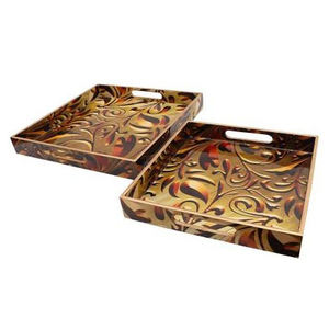 Decoración moderna Diseño atractivo Hotel Hogar Usado Bandeja de madera para servir con acabado esmaltado Bandeja para servir alimentos - Product Image 5