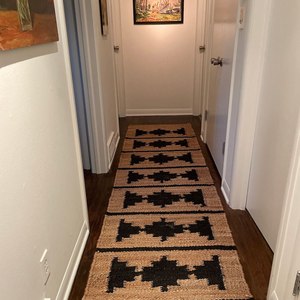 Handmade Traditional Jute Stair <b>Runner</b> Reversible <b>Washable</b> Geometric Pattern Low Pile Thin/Medium Thickness Home Use - Product Image 3