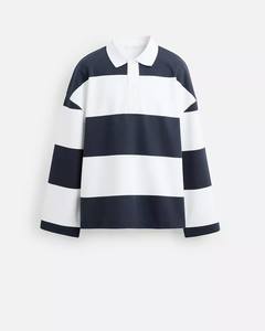 Nouveau T-shirt Basique Femme Décontracté Ample Amincissant Polyvalent Tricoté Anti-boulochage à Rayures Noires et Blanches Col Fin Long Printemps Précoce - Product Image 6