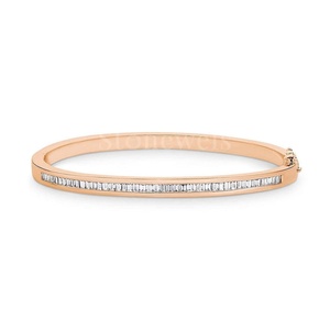 Brazalete de lujo moderno para mujer con elegante corte Baguette diamante amarillo oro blanco rosa piedra de circón para regalos de fiesta de boda - Product Image 2