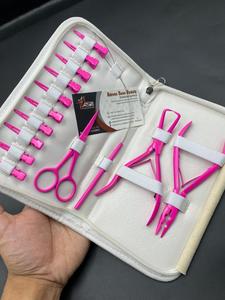 Rose vif Kératine Micro Anneau Extension De Cheveux Outils Kit Logo Personnalisé En Acier Inoxydable Micro Perles Applicateur Pince En Gros - Product Image 6