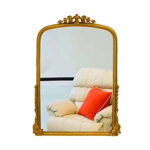 Espejo colgante de pared tallado de lujo europeo para sala de estar y hogar Baño decorativo Metal forma ovalada espejo montado en la pared - Product Image 2