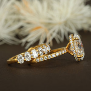 Joyería de moda al por mayor original Lab Grown Diamond Wedding Couple Set Ring Anillos de mujer en plata 925 y oro 14K - Product Image 4