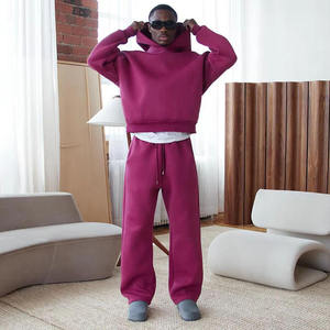 Conjunto de Sudadera con Capucha y Pantalones Deportivos de Invierno Vintage Holgados de 600 g/m², Personalizados OEM, Unisex, de Felpa de Algodón - Product Image 3