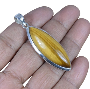 Colgante de plata estilo bohemio hecho a mano, joyería de plata de ley 925, colgante de tendencia de piedras preciosas de ojo de tigre, joyería para regalo de mujer - Product Image 1