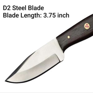 Cuchillo Skinner Camping con mango de madera wengue Funda de cuero - Product Image 2