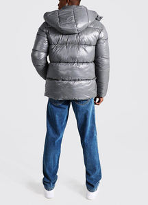 Veste matelassée à capuche personnalisée avec logo personnalisé pour hommes vestes en duvet d'hiver matelassées en nylon brillant de dernière conception vente en gros - Product Image 3