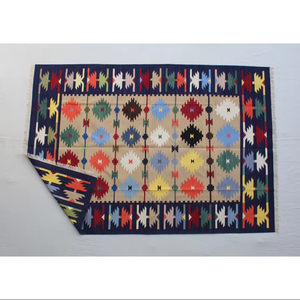 Traditional Indian Cotton Durry <b>Rug</b> for <b>Bedroom</b> and Living Room - Product Image 1