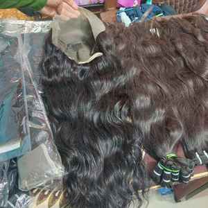 Perruque en cheveux humains vierges indiens à 100%, ligne de cheveux naturelle, fermeture en dentelle frontale, meilleure qualité, styles ondulés et bouclés pour femmes - Product Image 2