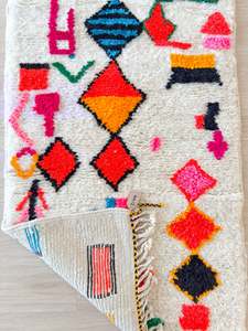 พรมขนปุยขนแกะพรมปูพื้นสไตล์โมร็อกโกทำด้วยมือลายชนเผ่าเรขาคณิตแบบแอบสแตรกต์สำหรับโถงทางเดินและห้องนั่งเล่น - Product Image 5