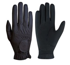 Gants d'équitation en tissu noir en cuir avec Logo personnalisé pour équitation, gants d'équitation de bonne qualité - Product Image 6