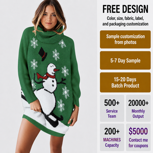 FNJIA Women Turtleneck Knit <strong>Christmas</strong> Sweater Women <strong>Dress</strong> Snowman Snowflake Jacquard Long Sleeve Holiday Party Outfit - Product Image 5