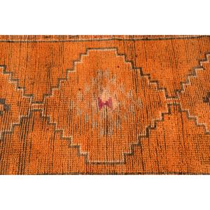 พรมเฮอร์กีวินเทจ ขนาด 2.8x10.7 ฟุต สีส้มดำ ทำจากขนแกะโมร็อกโกและขนแกะตุรกี - Product Image 5