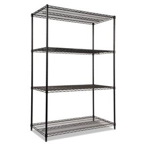Alera ALESW504824BL Kit d'étagères métalliques réglables à quatre niveaux 48 po. X 24 pouces X 72 In. Certifié NSF, couleur noire industrielle - Product Image 1