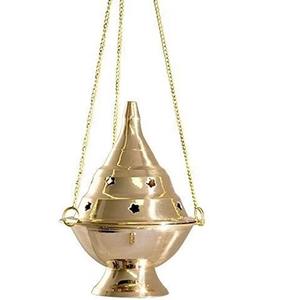 Brûleur d'encens métallique poli doré suspendu Qualité fabuleuse à prix raisonnable Cadeaux de pendaison de crémaillère - Product Image 3