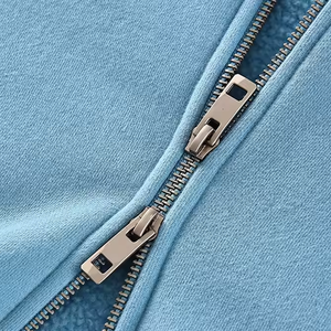 Vente en gros Streetwear zippé double fermeture éclair polaire sweat à capuche lourd pour hommes 100% coton sweats à capuche zippés pour hommes - Product Image 4