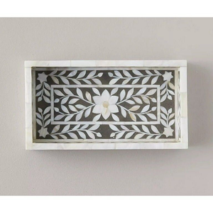 Plateau rectangulaire de luxe en incrustation d'os avec aspect nacre |   Décoration d'intérieur haut de gamme et articles cadeaux - Product Image 6
