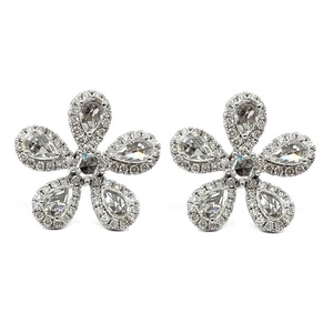Fine élégante Vintage Design de haute qualité 18k solide or blanc véritable diamant poire coupe à la main boucle d'oreille fête d'anniversaire de mariage - Product Image 1