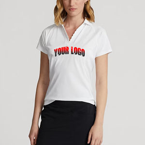 เสื้อคอวีสำหรับผู้หญิงผ้าโพลีเอสเตอร์/ ผ้าฝ้ายถักสีขาวลำลองระบายอากาศได้ดี - Product Image 4