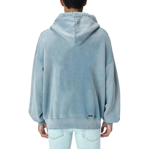 Sudaderas con capucha personalizadas de talla grande, estilo acid wash, al por mayor, de color sólido, 100% algodón, sudaderas casuales para hombre - Product Image 2