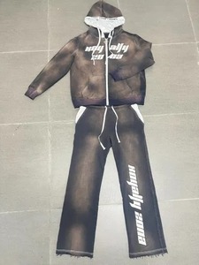 Unisex 100% algodón lavado ácido sudaderas con capucha logotipo personalizado desgastado bordado parche Vintage DTG impresión borde crudo chándal invierno - Product Image 4