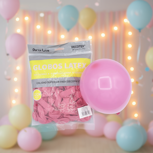 Globos de Látex Party Love de 12 cm, Color Rosa Pastel, Bolsa de 100 Unidades, Artículos Decorativos para Fiestas - Product Image 3