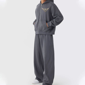 Vente en gros de survêtements en molleton 350 GSM, poids lourd, logo 3D, ensembles de jogging 2 pièces, col à capuche, 100% coton, survêtements en molleton pour hommes, hiver - Product Image 1