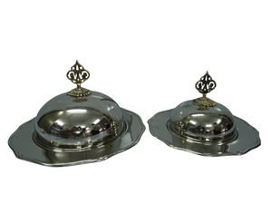 Ensemble de vente chaude de 2 plats de chauffe-plats alimentaires en acier inoxydable fini argent avec support pour mariage et plat d'hôtel au prix de gros - Product Image 5