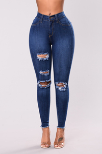 Comfortable Fashion Versatile Elastic Waist Casual Vintage Denim Pants Ladies High Quality 100% Cotton Quick Dry Custom Logo OEM - Product Image 6