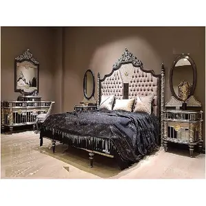 Modern Master Room Bedroom Furniture Set Modern Look King Size Bedroom Furniture Metallic Silver Finish Bedroom Furniture