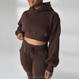 Sudadera con capucha de manga larga para mujer al por mayor, Sudadera corta con logotipo personalizado, Sudadera ligera y resistente al viento para mujer - Product Image 5