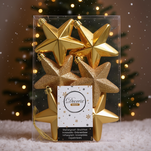 Adornos Navideños Amicasa, Estrellas Doradas de Plástico, 6 Piezas, 9027860, Bolas y Adornos para Árbol de Navidad - Product Image 3