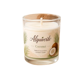 Bougie en verre rectangulaire parfumée Alquiverde 70g, senteur dessert naturel - Cire de noix de coco tropicale et parfum crémeux pour la décoration de la maison - Product Image 4