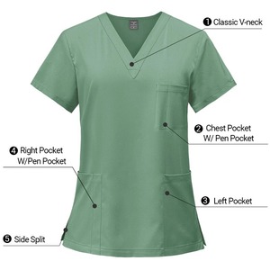 Ensemble de gommage de survêtement à col en V de haute qualité pour hommes et femmes uniformes d'infirmière médicale d'été respirants pour une utilisation à l'hôpital extensible - Product Image 5