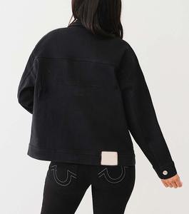 Veste en jean réversible décontractée pour femmes du fabricant 100% coton motif solide bouton Logo décoration hiver lavé - Product Image 6